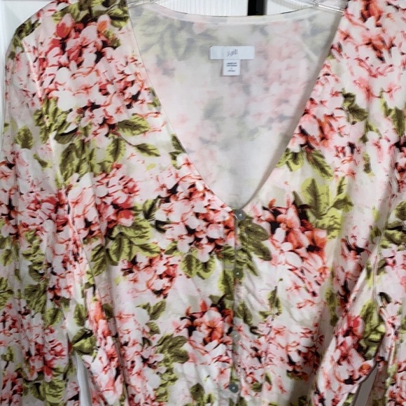 J. Jill Floral Wrap Dress - Pink and Green Size Large - Picture 4 of 10